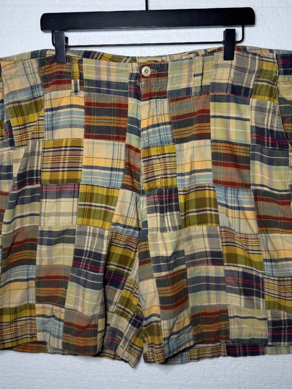Y2K Vintage Duck Head Mens Size 38 Plaid Patchwork Shorts Preppy Madras Cotton